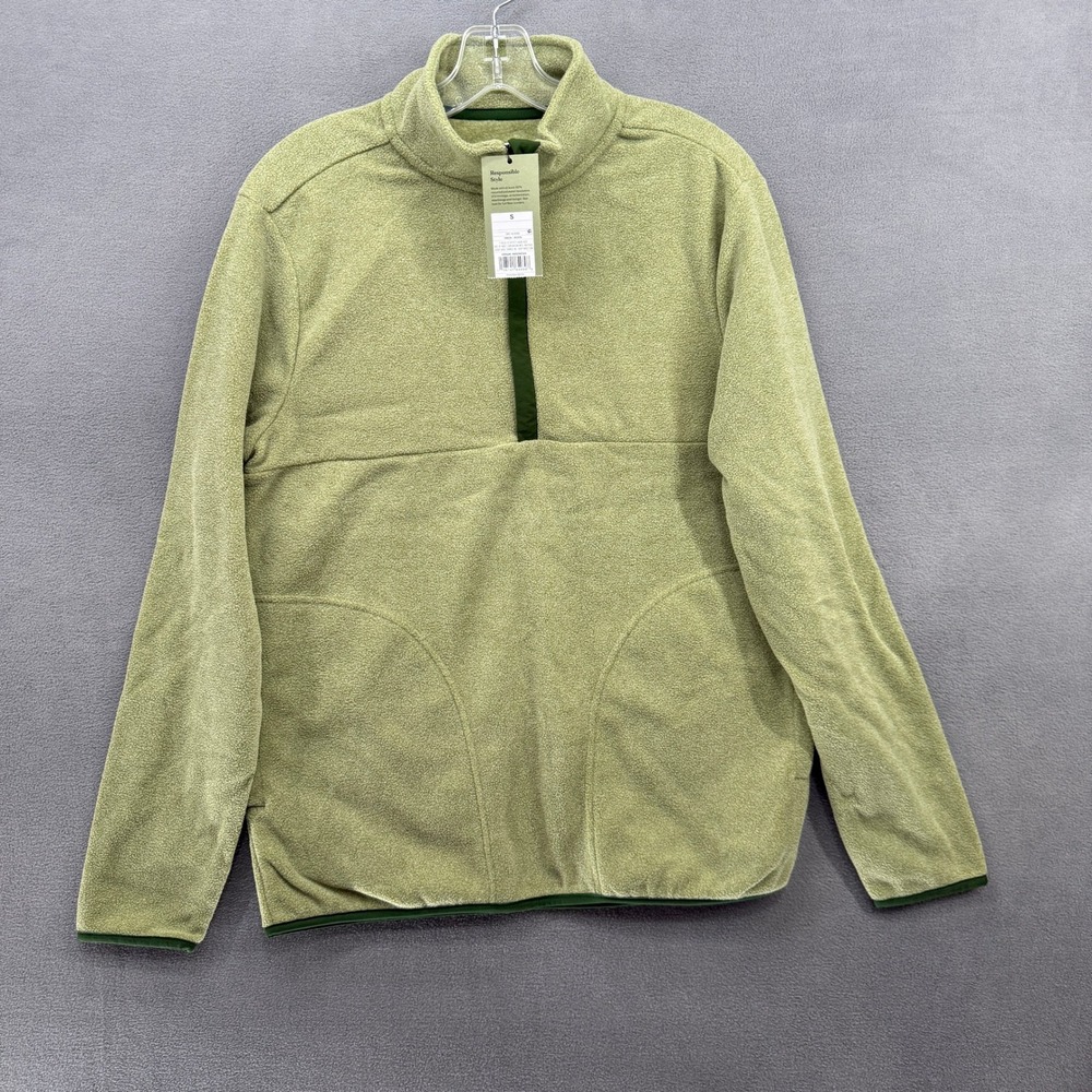 Goodfellow & Co Mens Small Sage Green Quarter Zip Fleece Pullover NWT